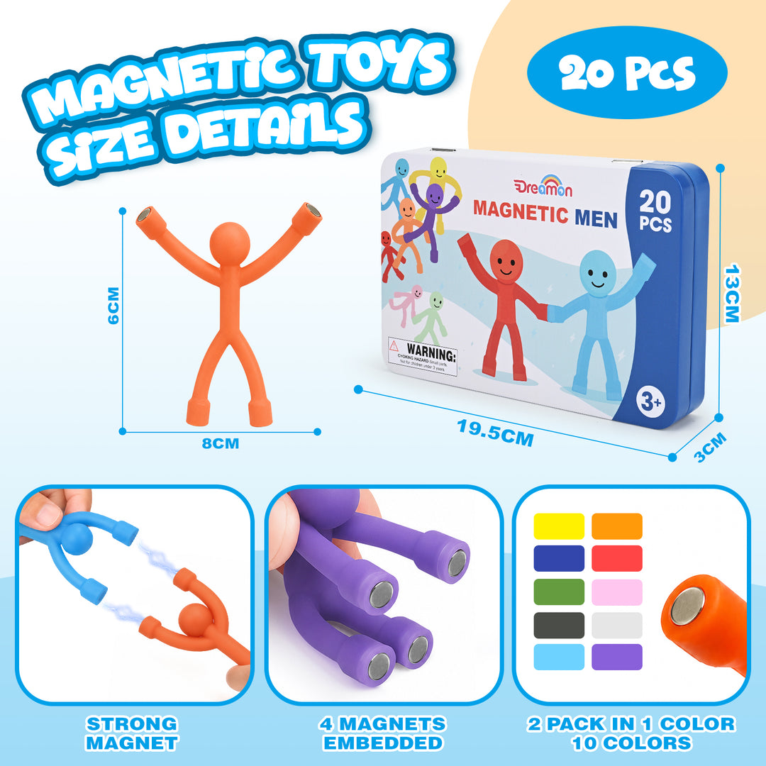 Magnetic Sensory Figures Toys with Metal Box (Solid Colors)