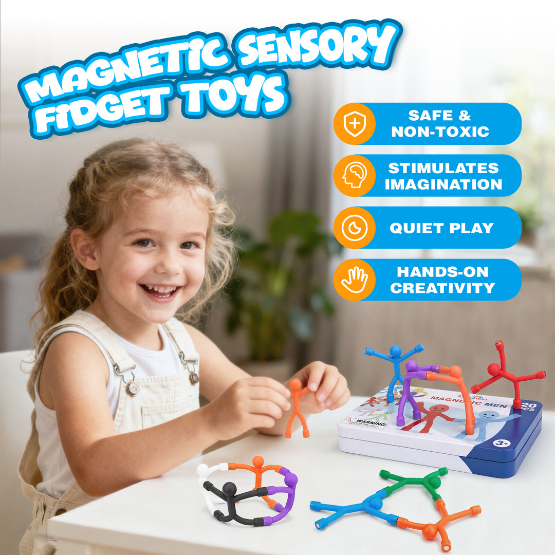 Magnetic Sensory Figures Toys with Metal Box (Solid Colors)