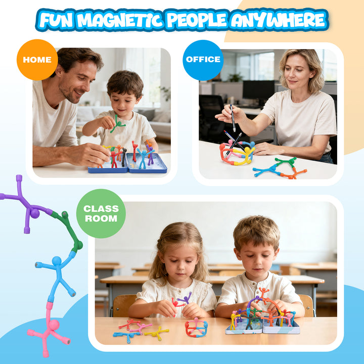 Magnetic Sensory Figures Toys with Metal Box (Solid Colors)