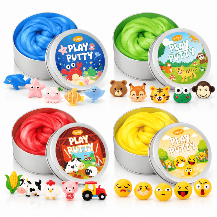 Sensory Therapy Putty for Kids, 4 Pack with Hidden Mini Toys