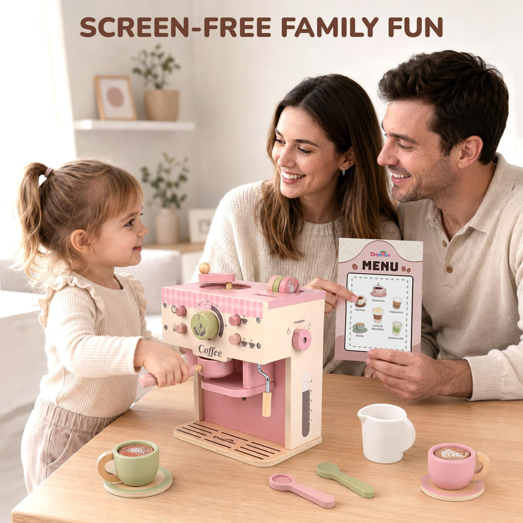 Cozy Cafe Wooden Coffee Set (Pink)