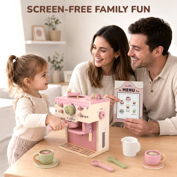 Cozy Cafe Wooden Coffee Set (Pink)