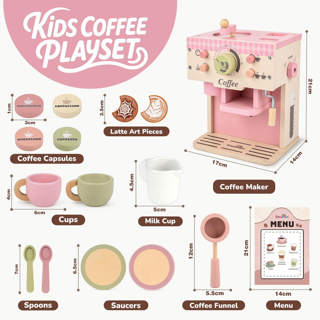 Cozy Cafe Wooden Coffee Set (Pink)