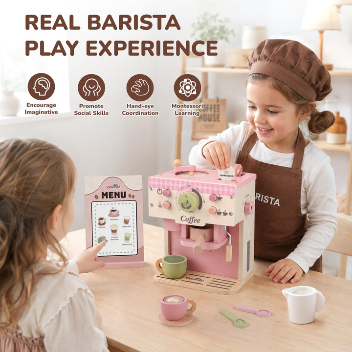 Cozy Cafe Wooden Coffee Set (Pink)