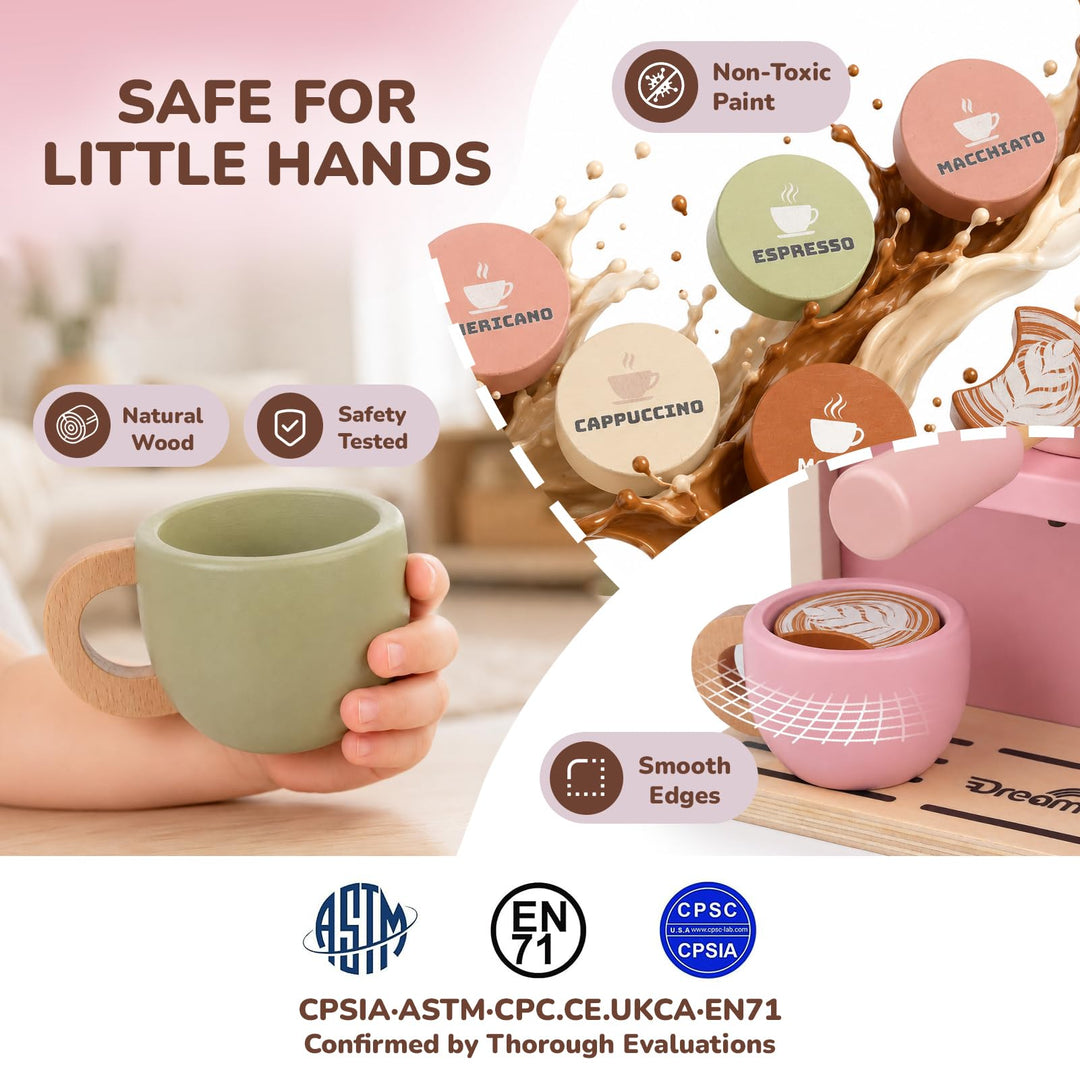 Cozy Cafe Wooden Coffee Set (Pink)