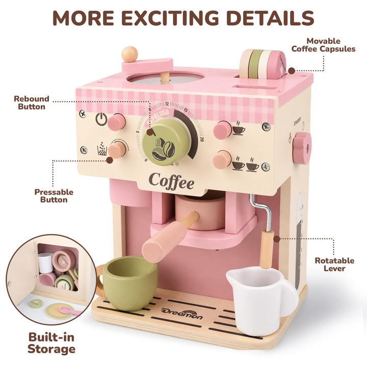 Cozy Cafe Wooden Coffee Set (Pink)