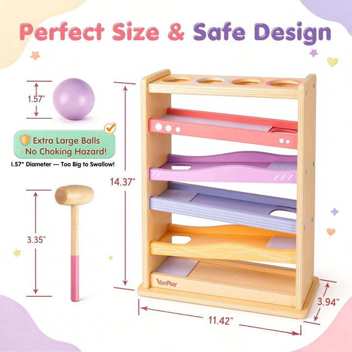 Roll &amp; Race Wooden Ball Drop Track Toys (Pink)