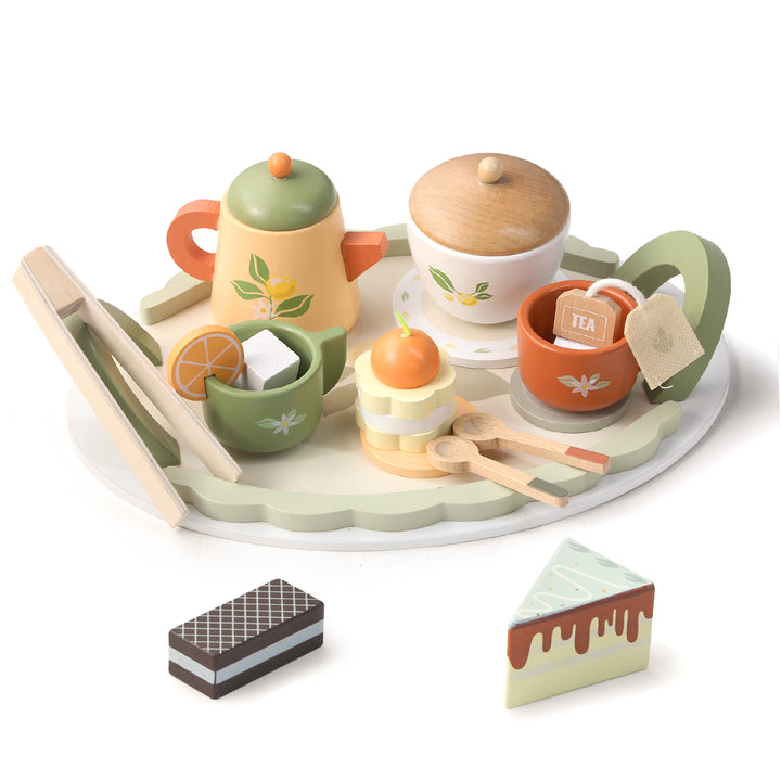 Wooden Tea Set for Toddlers – Pretend Play Kitchen & Party Toy for Kids