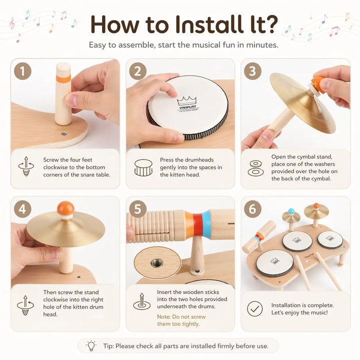 Little Beat Makers – 8-in-1 Wooden Music Table &amp; Drum Set 