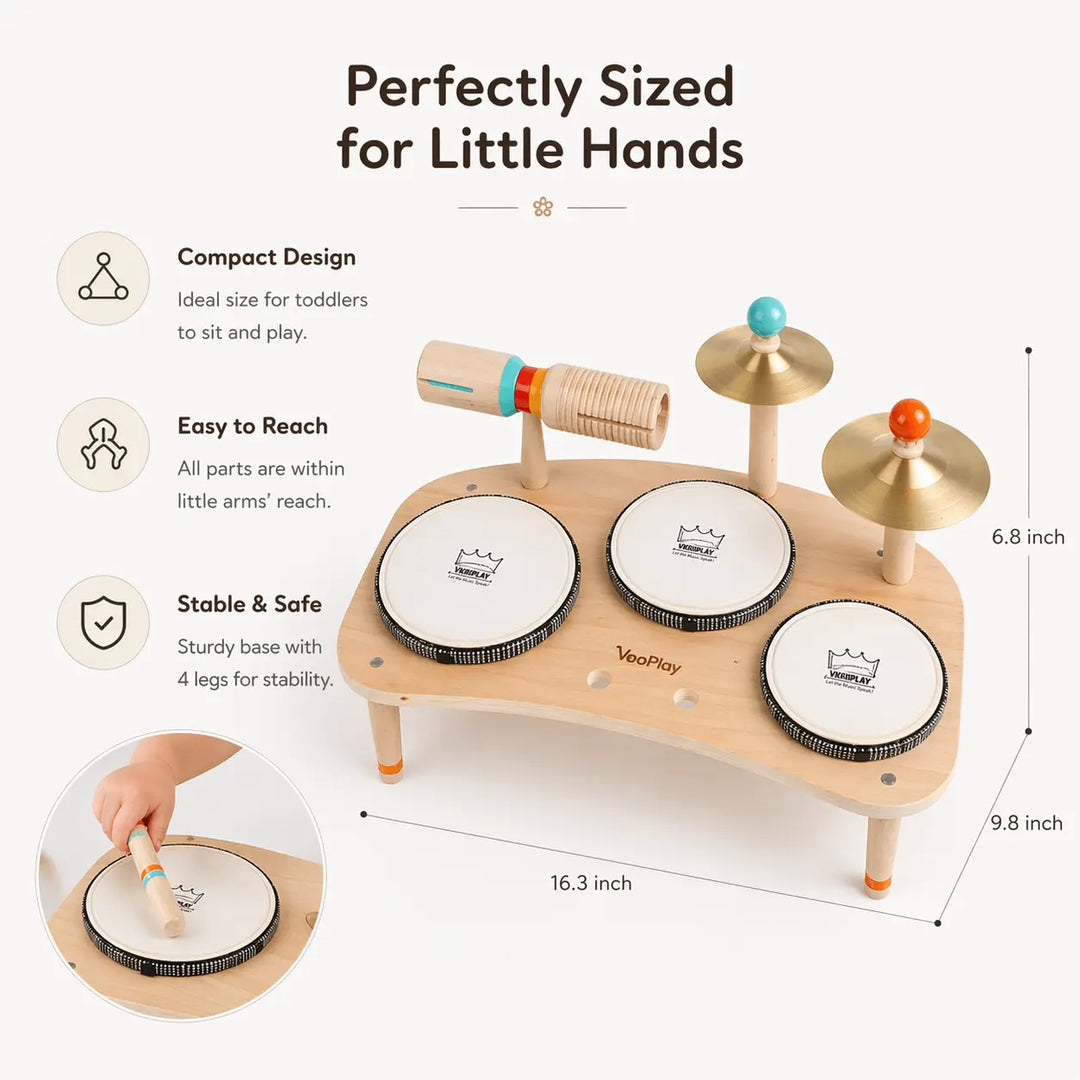 Little Beat Makers – 8-in-1 Wooden Music Table &amp; Drum Set 