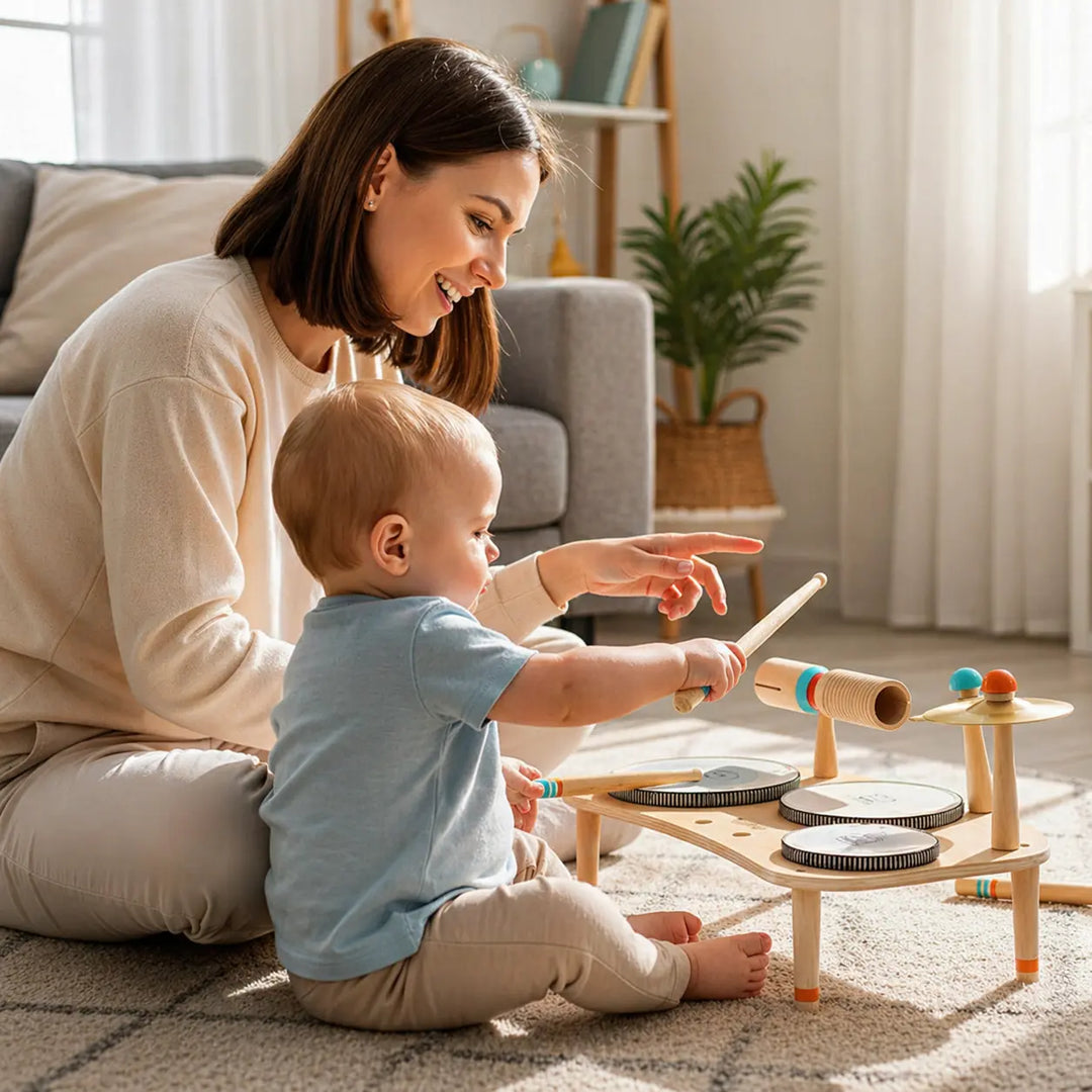 Little Beat Makers – 8-in-1 Wooden Music Table &amp; Drum Set 
