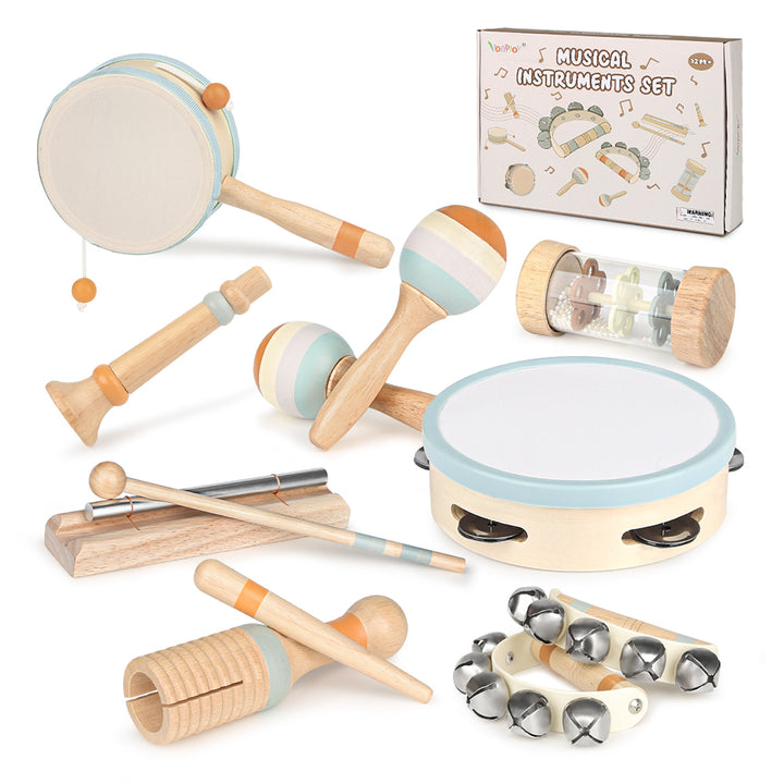 Wooden Montessori Musical Toys for Toddlers 1-3 – Baby Drum & Instrument