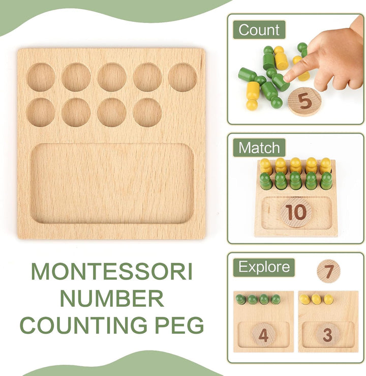 Montessori Wooden Counting Peg Board – Math Learning Toy for 3-6 Year Olds