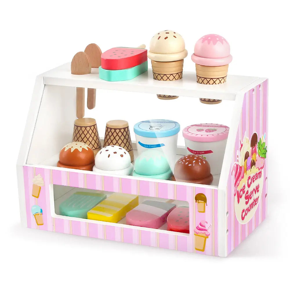 38 PCS Wooden Ice Set Shop Toddlers