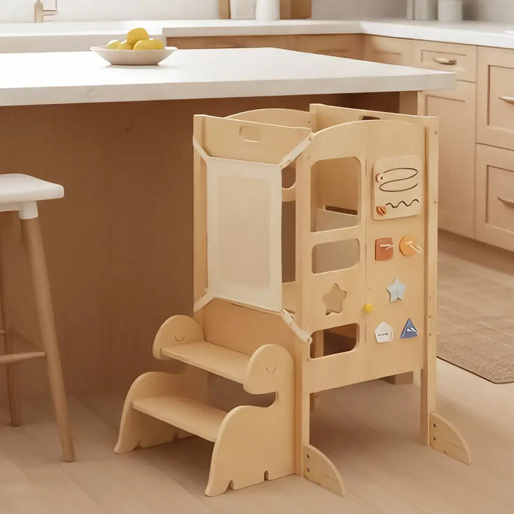 Adjustable & Foldable Wooden Learning Tower for Kids 