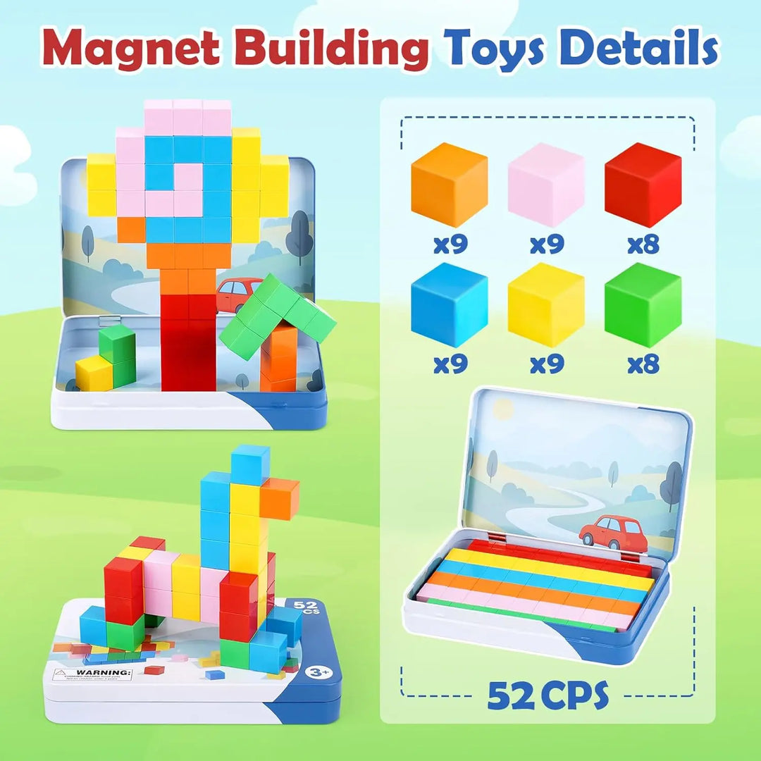 52 PCS Magnetic Building Blocks STEM Toy for Kids Ages 3+ 