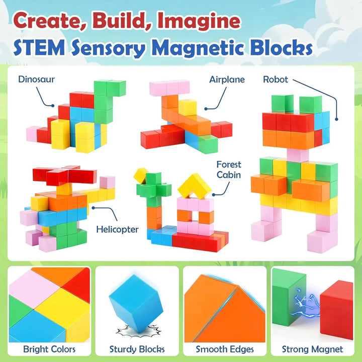 52 PCS Magnetic Building Blocks STEM Toy for Kids Ages 3+ 