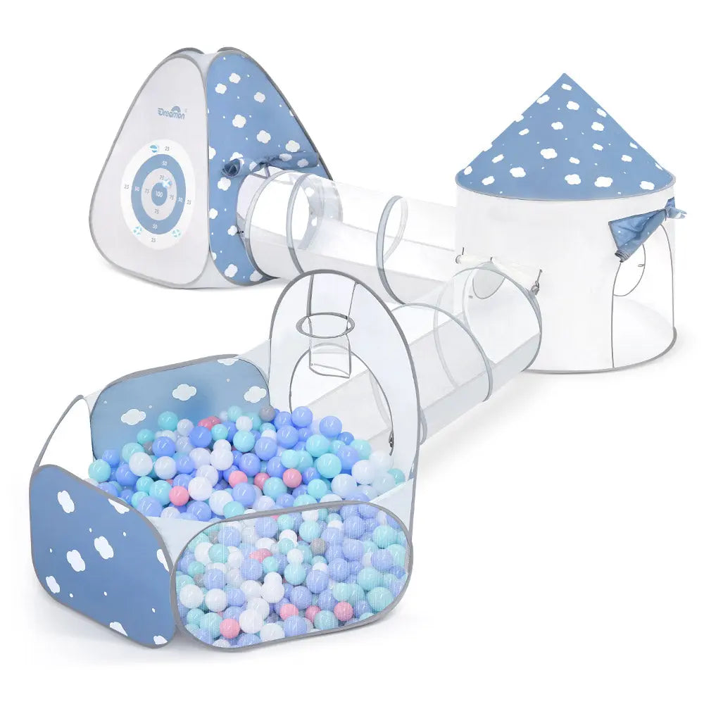 Kids Play Tent with Tunnel Ball Pit Foldable Toddler Playset