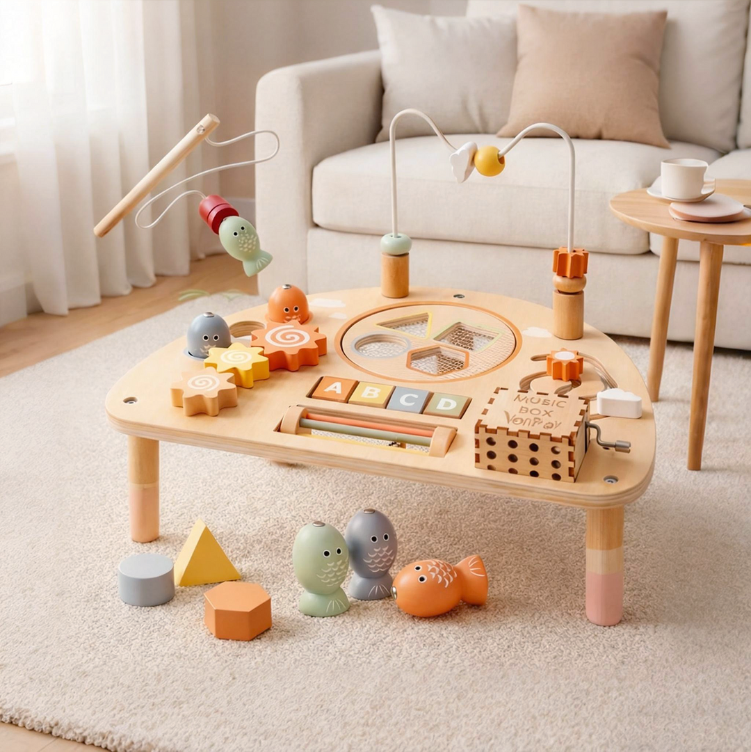 Montessori 8-in-1 Wooden Activity Table for Toddlers