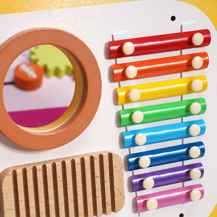 Joyreal Sensory Wall Busy Board - Train-Shaped Learning Station with 8 Activities