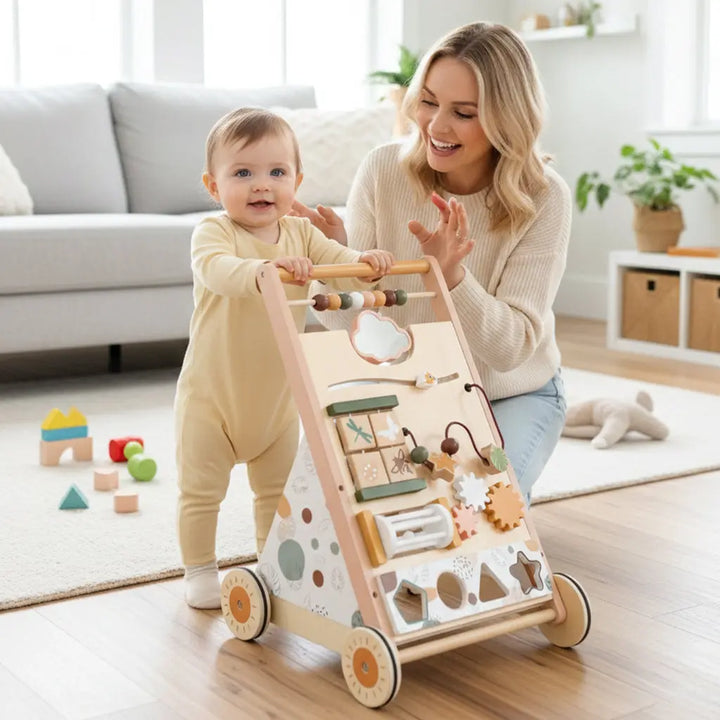 Adjustable Speed Wooden Baby Walker for Toddlers 