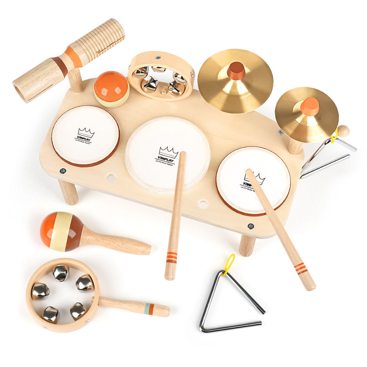 11-in-1 Wooden Kids Drum & Musical Activity Table – Montessori Music Toys
