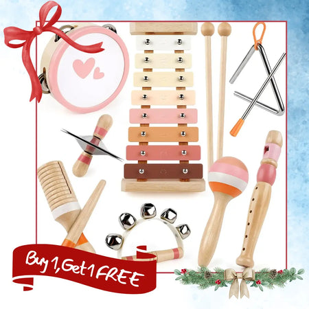 Wooden Musical Toys Xylophone 8-in-1 Set for 6M-4Ys 