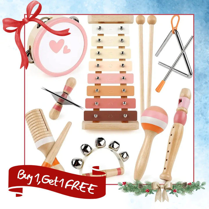Wooden Musical Toys Xylophone 8-in-1 Set for 6M-4Ys 