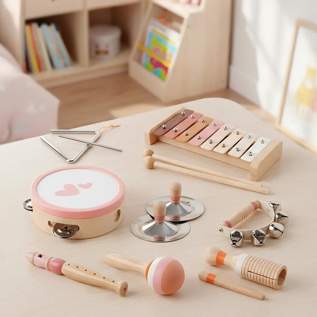 Wooden Musical Toys Xylophone 8-in-1 Set for 6M-4Ys 