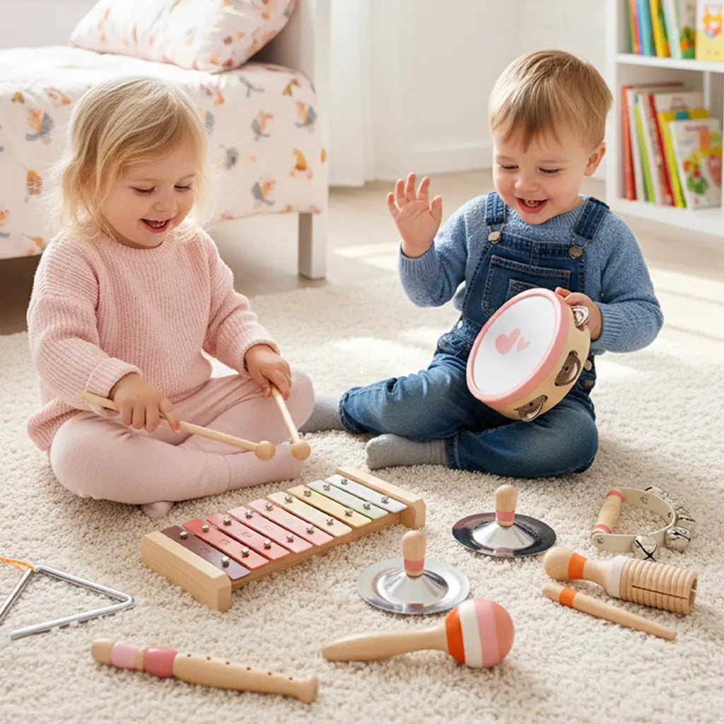 Wooden Musical Toys Xylophone 8-in-1 Set for 6M-4Ys 