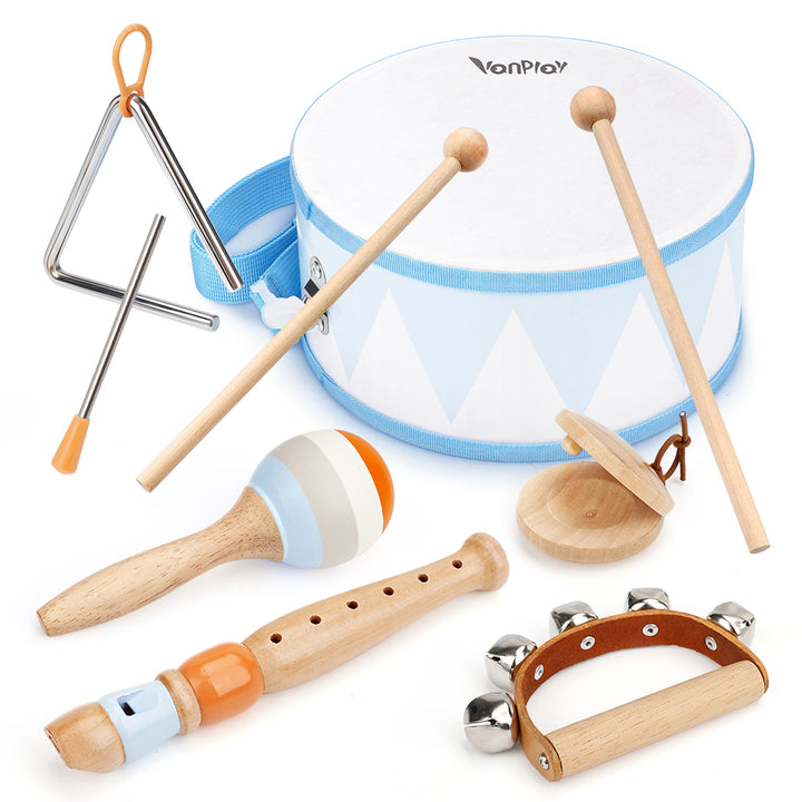 Toddlers Drum Set - 6-in-1 Wooden Montessori Musical Toys for 2-4 Year Olds