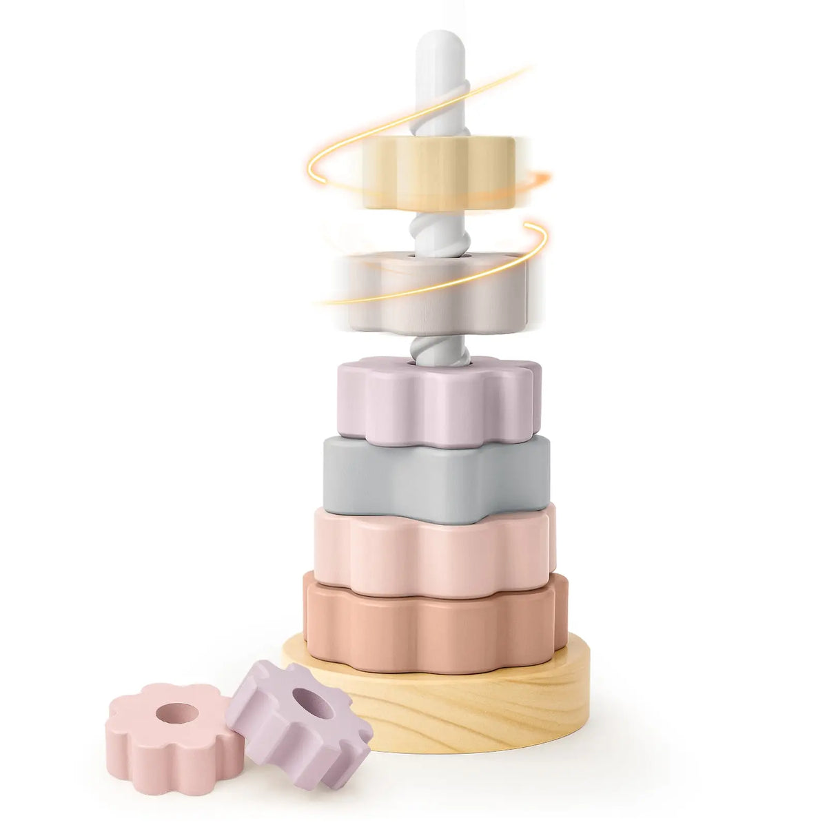 Wooden Spinning Stacking Toy for Toddlers Ages 1–3 