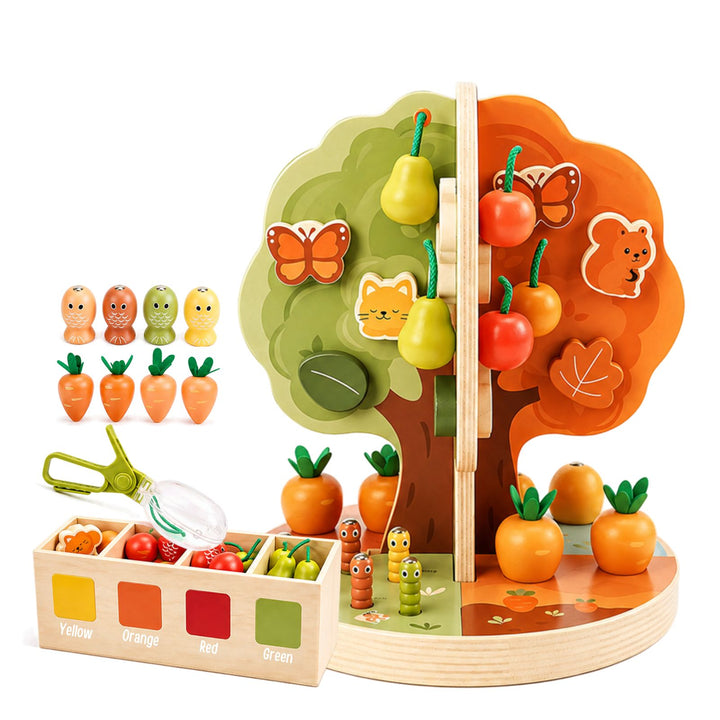 9-in-1 Montessori Sorting &amp; Stacking Apple Tree Toy
