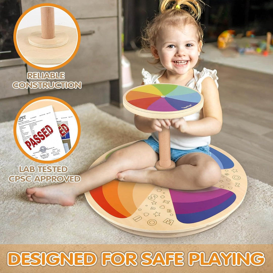 Wooden Sit and Spin Toy for Toddlers Age 3+