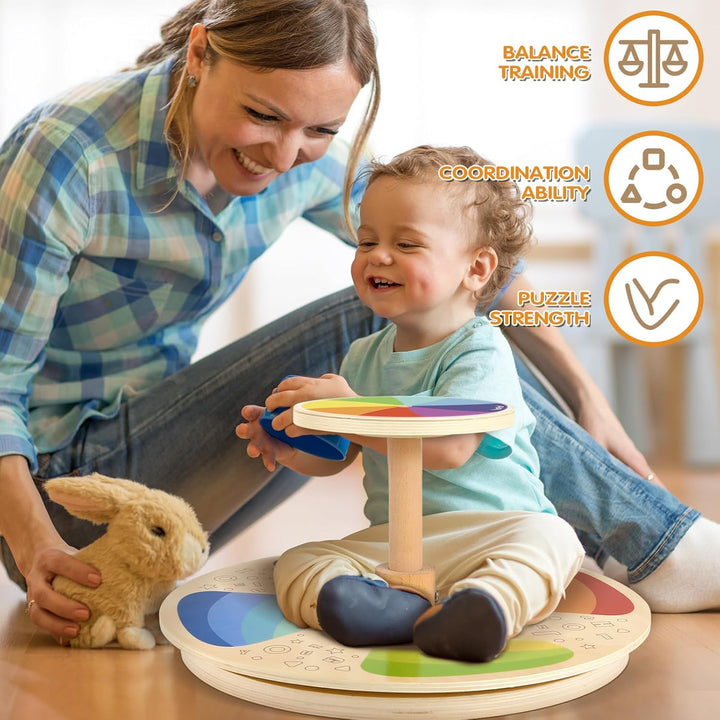 Wooden Sit and Spin Toy for Toddlers Age 3+