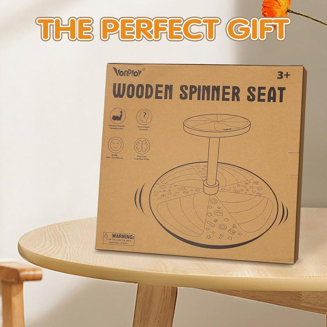 Wooden Sit and Spin Toy for Toddlers Age 3+