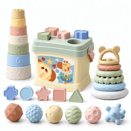 Soft Touch Silicone Teething & Sensory Stacking Toy
