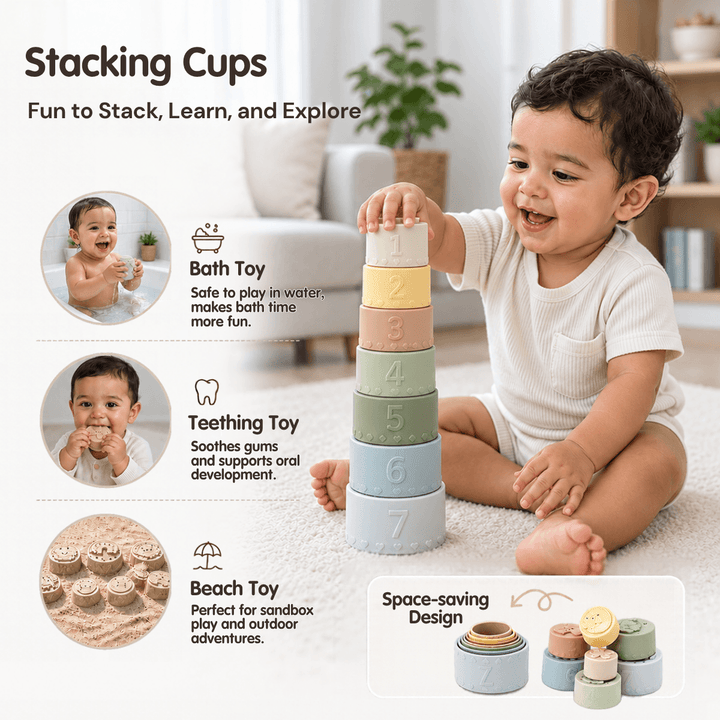 Soft Touch Silicone Teething &amp; Sensory Stacking Toy