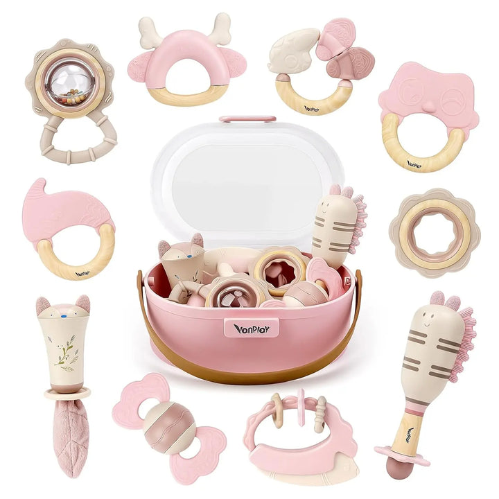 10PCS Baby Rattles and Teething Toys Set for Babies 0–6 Months 