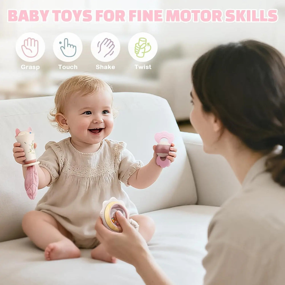 10PCS Baby Rattles and Teething Toys Set for Babies 0–6 Months 