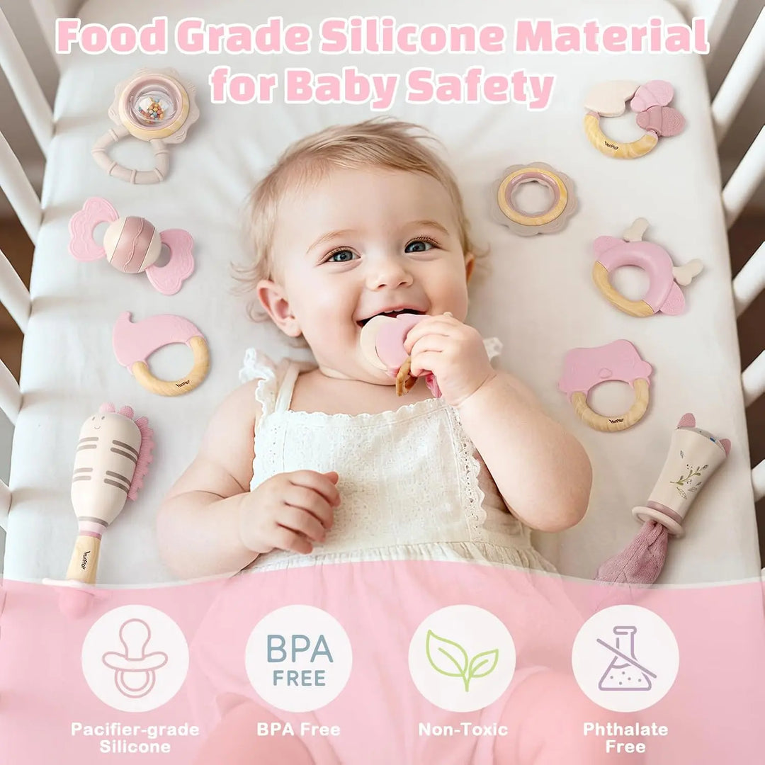 10PCS Baby Rattles and Teething Toys Set for Babies 0–6 Months 