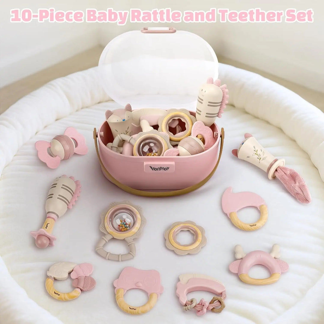 10PCS Baby Rattles and Teething Toys Set for Babies 0–6 Months 