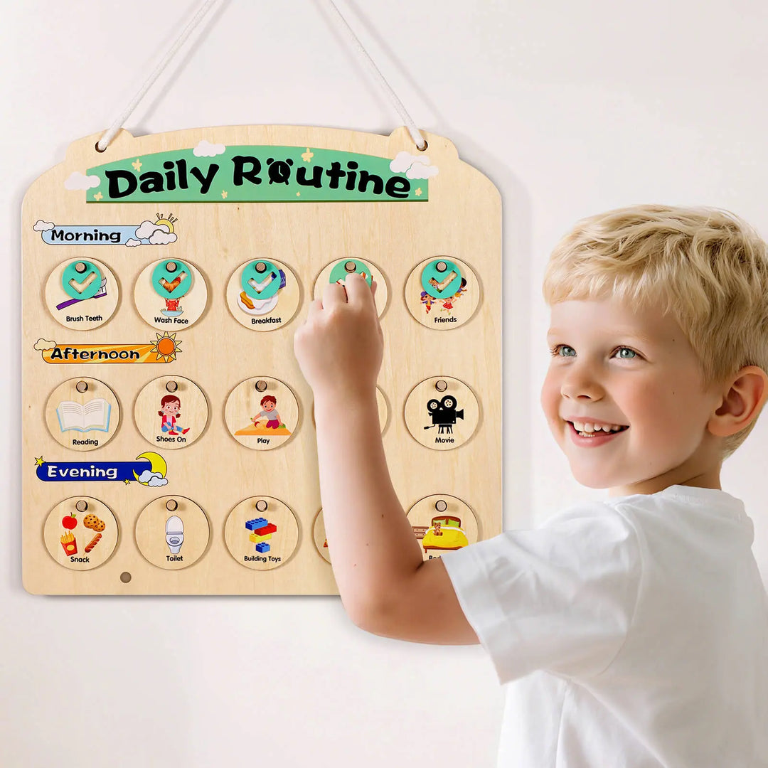 Morning Routine Chart For Kids Personalized Wooden Daily Routine Chart ...