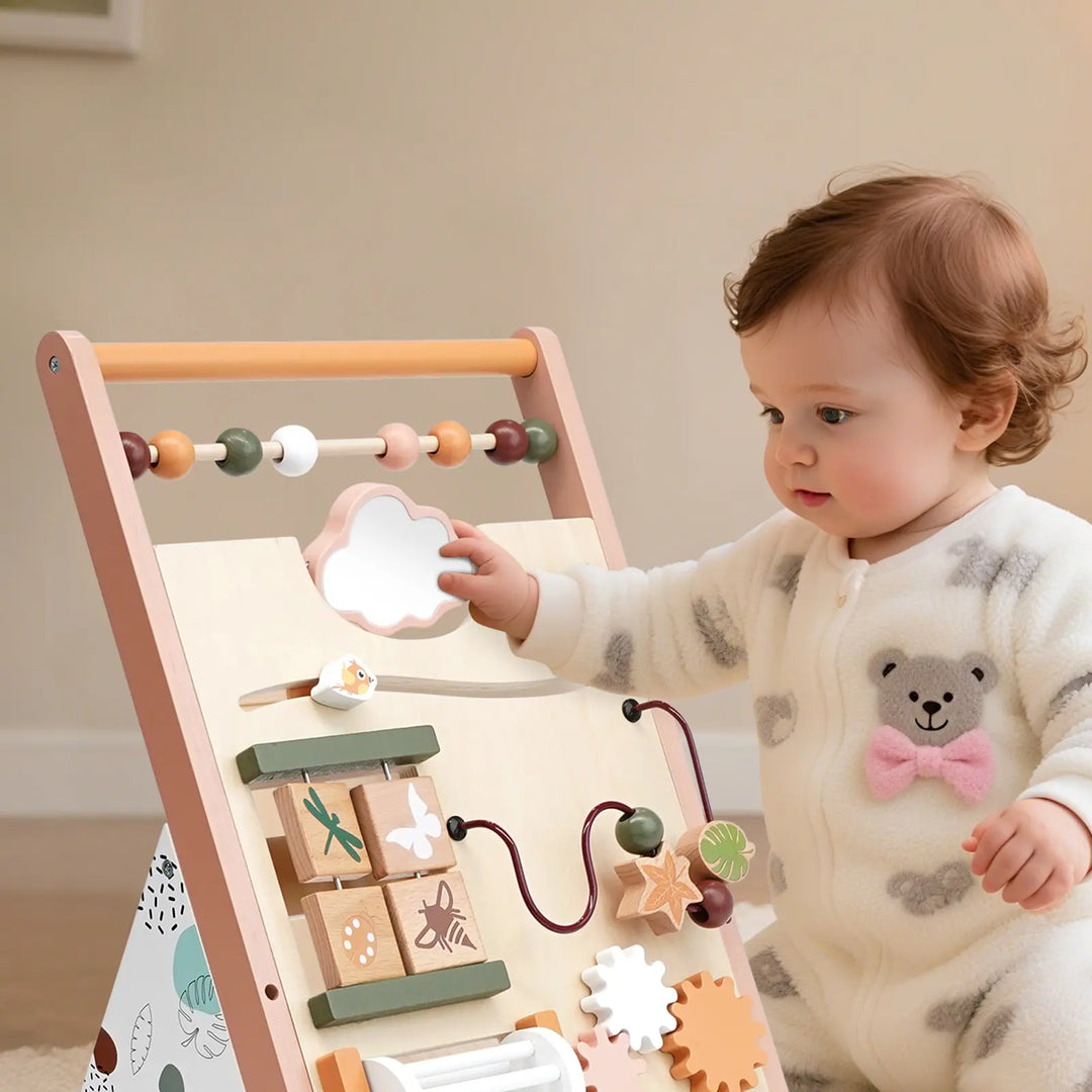 Wooden Baby Walker Push Toy with Montessori Activities