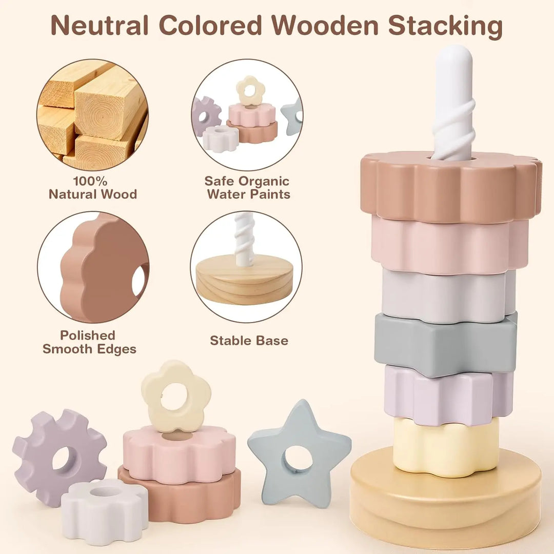 Wooden Spinning Stacking Toy for Toddlers Ages 1–3 