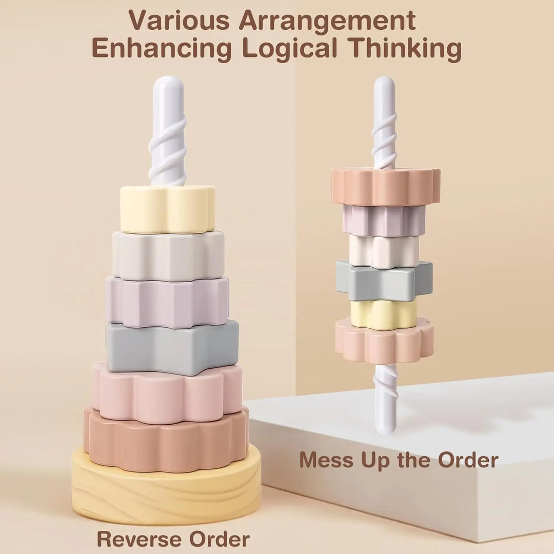 Wooden Spinning Stacking Toy for Toddlers Ages 1–3 