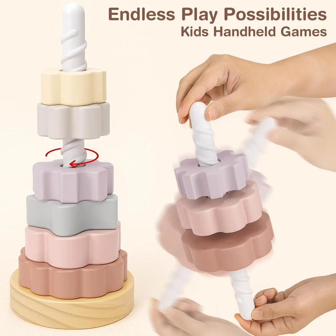 Wooden Spinning Stacking Toy for Toddlers Ages 1–3 
