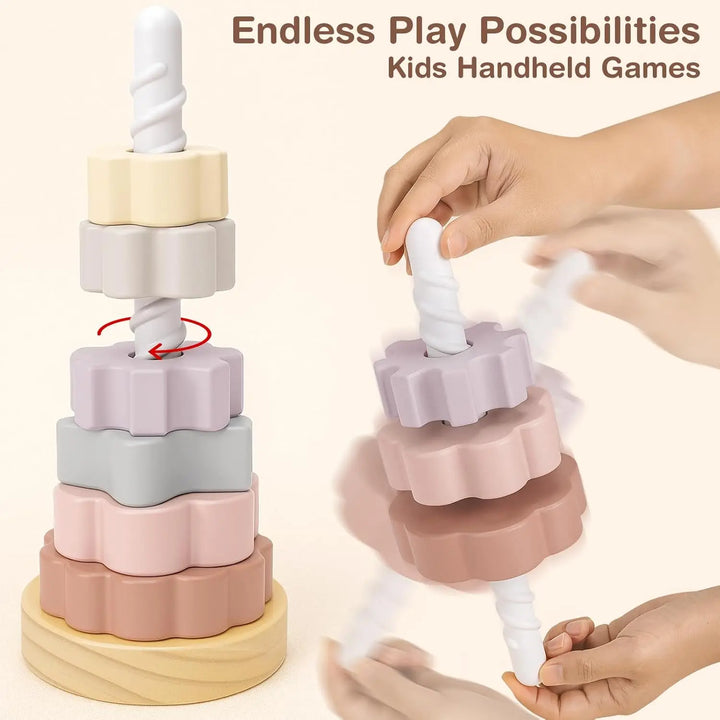 Wooden Spinning Stacking Toy for Toddlers Ages 1–3 