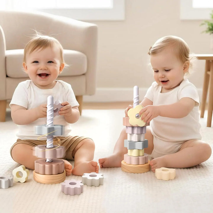Wooden Spinning Stacking Toy for Toddlers Ages 1–3 