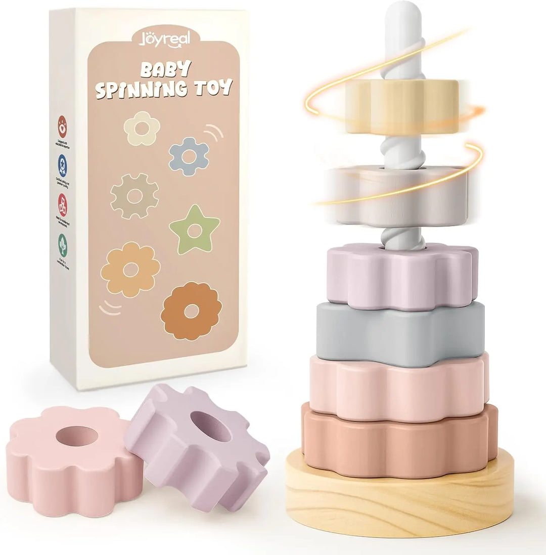 Wooden Spinning Stacking Toy for Toddlers Ages 1–3 
